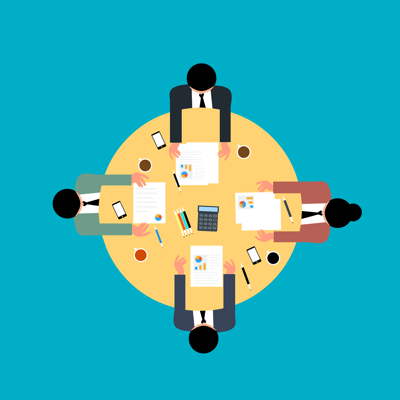 business, meeting, cartoon, management