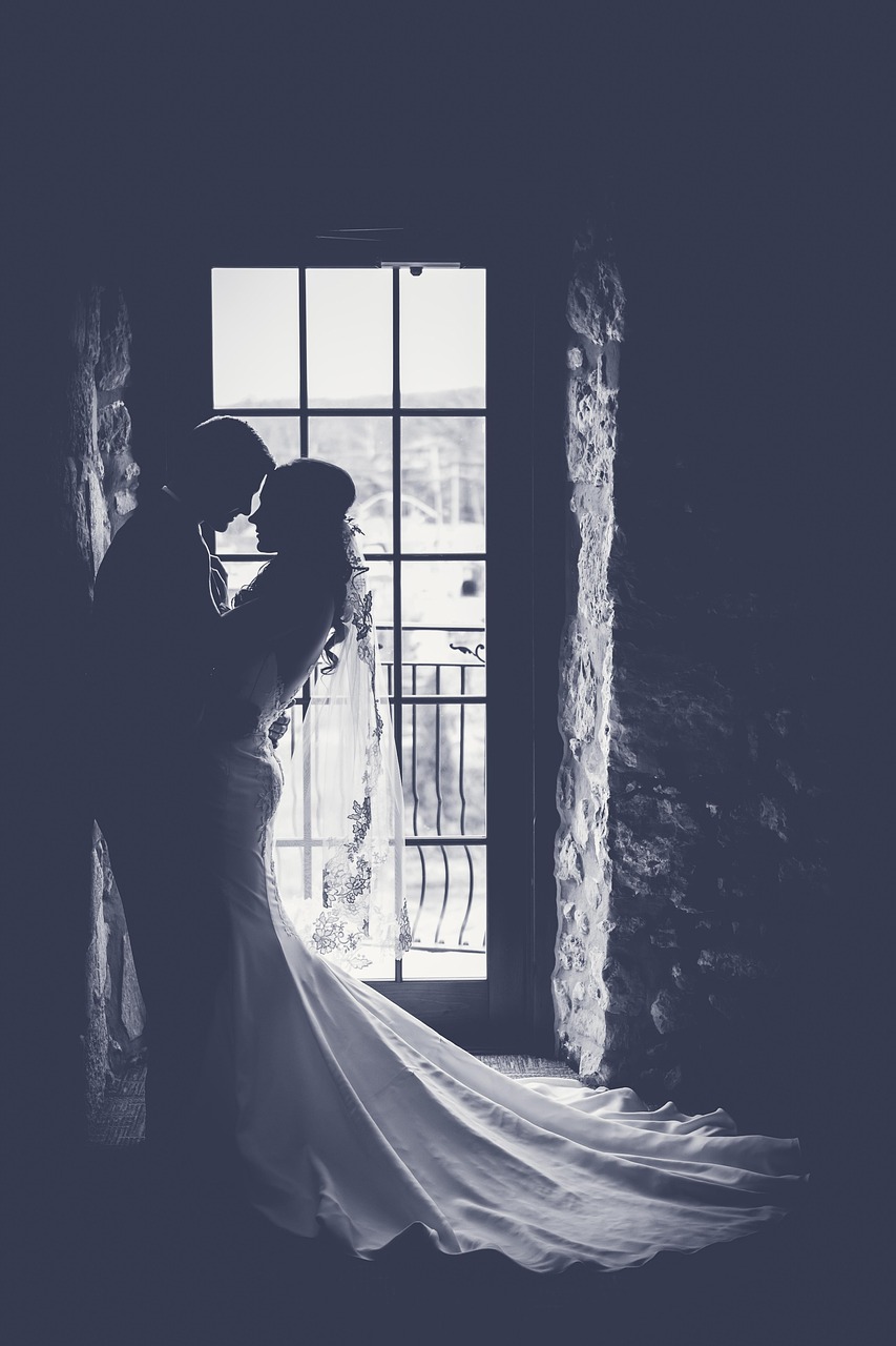 wedding, couple, bride, marriage, groom, silhouettes