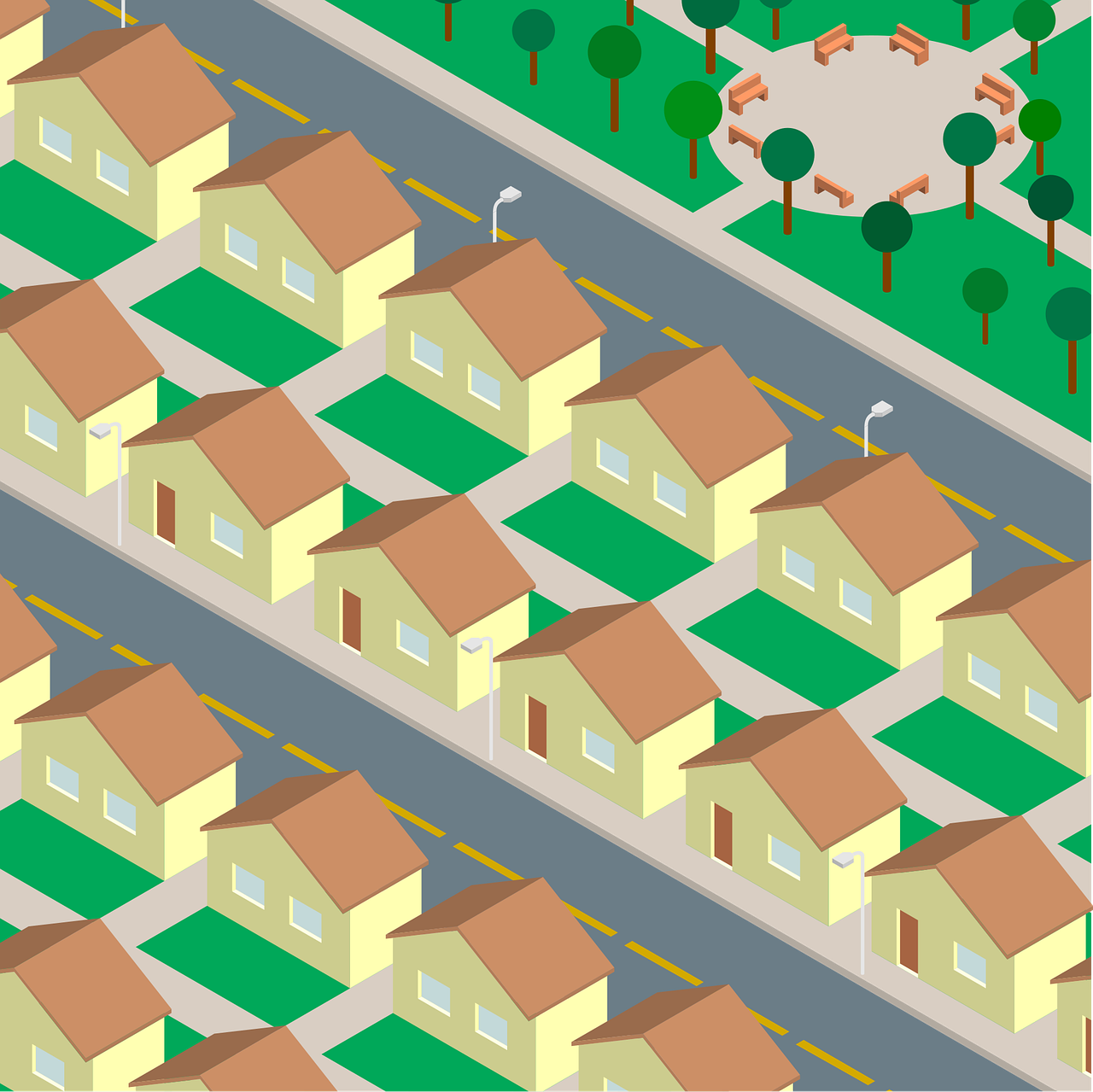 Isometric town illustration