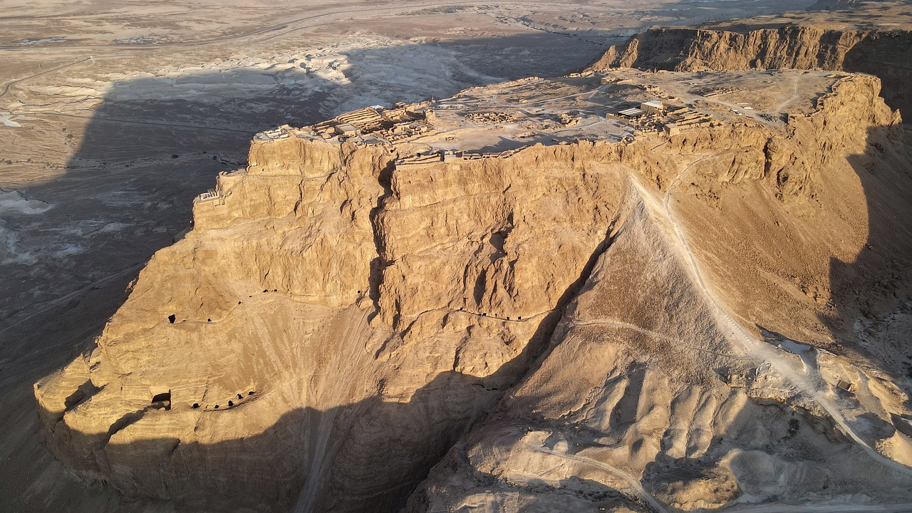 masada national park, masada, the great revolt, nature, roman siege ramp, cliff, desert, unesco heritage site, tourism, israel, palaces of king herod the great, aerial view