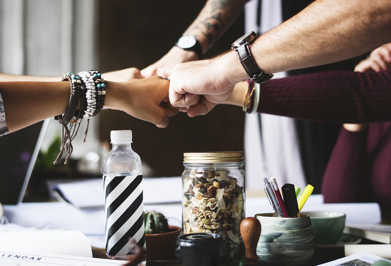 About action, collaborate, collaboration, colleagues, cooperation, corporate, fist bump, partner, people, person, small business, support, team, teamwork, together, togetherness, coworkers, hands