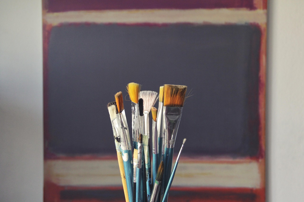 brushes, art, paint, creative studio
