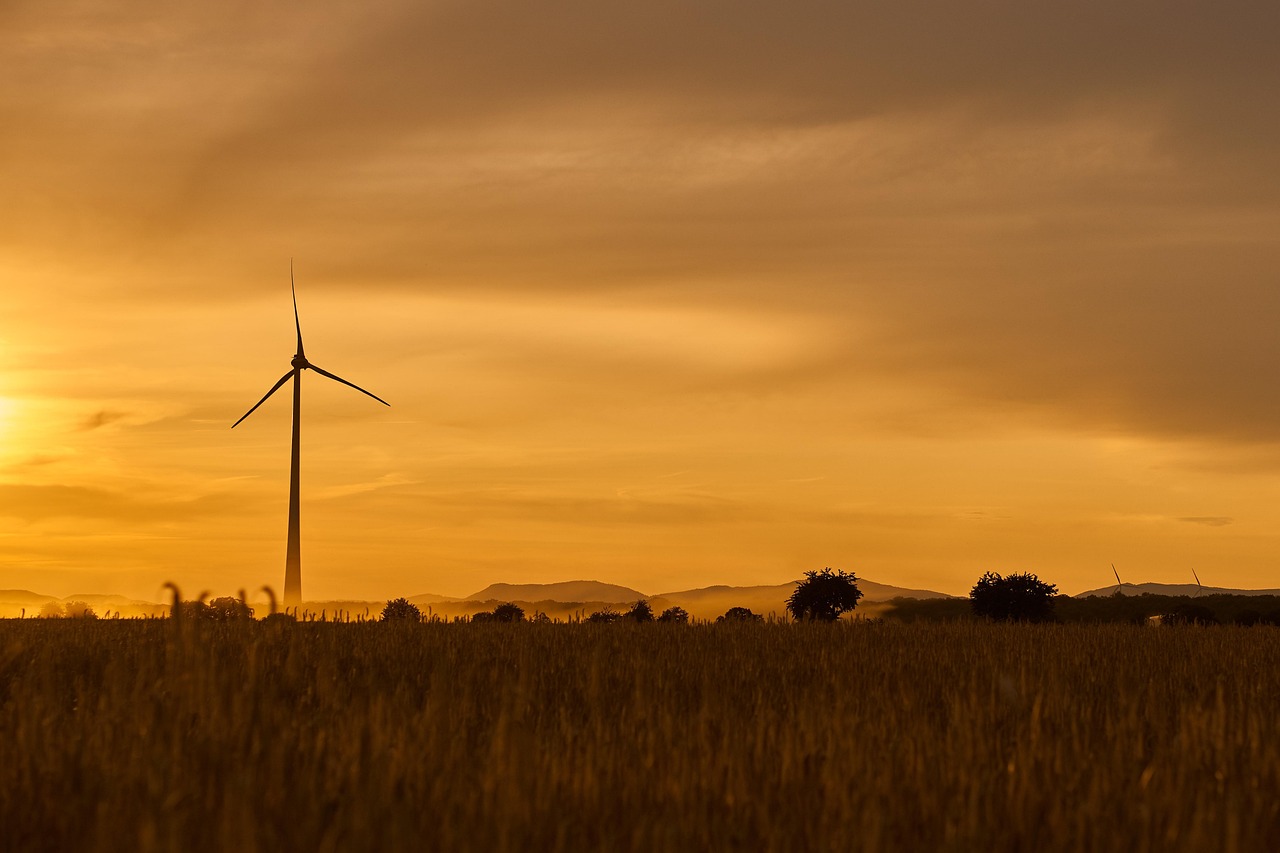 About wind power, energy, wind energy, eco-friendly, environmental technology, power generation, power supply, landscape, nature, rotor blades, propeller, sky, silhouette, black, dark, sunset, lighting, afterglow, twilight, wind park