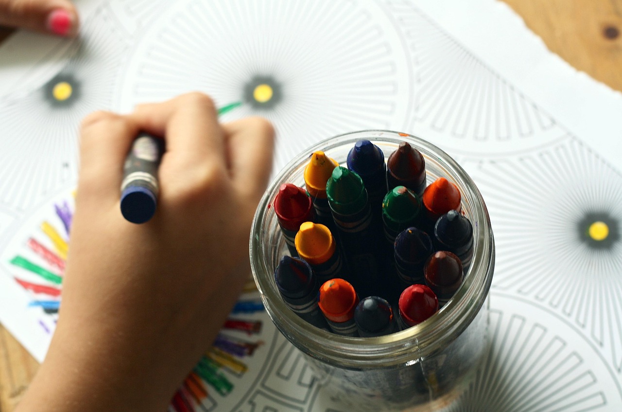 crayons and colouring activity