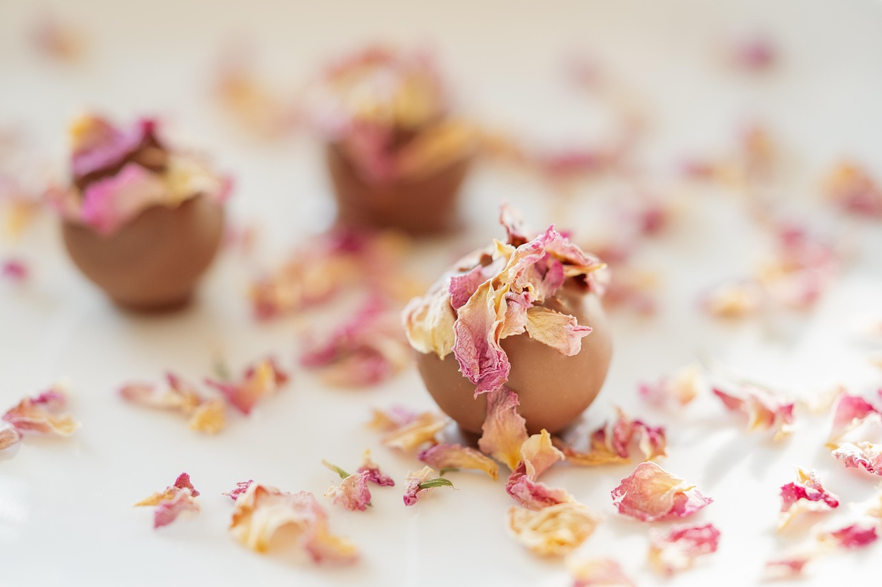 chocolate, truffles, confectionery, rose truffle, petals, sweets